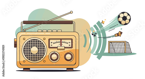 Vintage Radio Broadcasting Sports News.