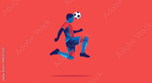 Soccer player kicking ball with skill.