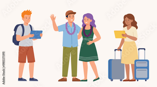 Diverse Group of Happy Travelers Ready for Their Vacation Journey