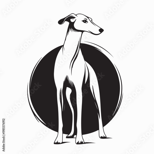 Borzoi Hound Standing Logo Concept Vector Illustration On White Background