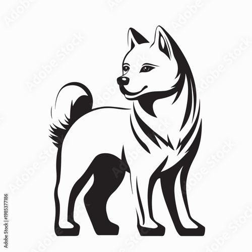 Cute Finnish Spitz Standing Pose Vector Illustration On White Background