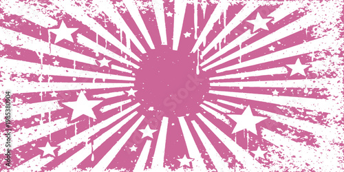 Abstract a captivating illustration showcases a burst of radiant rays emanating from a central circle, adorned with an arrangement of celestial stars.