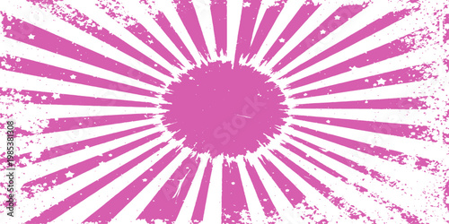 Abstract a vibrant sunburst design radiating outwards, featuring a central circle, exuding a sense of energy and dynamism. The illustration conveys a feeling of optimism and positivity.