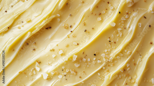 A texture of a butter with salt or a vanilla buttercream with spice granules 