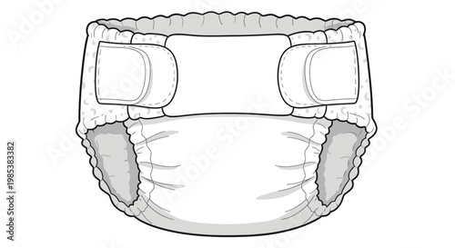 Disposable Briefs for Incontinence Protection, Flat Lay Illustration