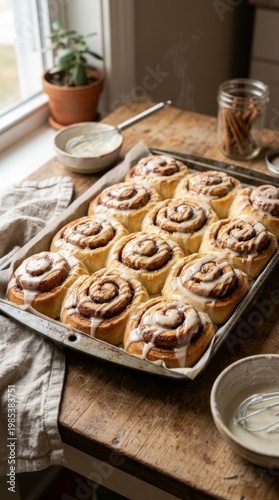 Cinnamon Rolls Warm with Sweet Glaze