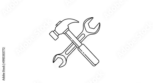 Tool icons representing manual work and repair services featuring a hand tool ensemble for construction or DIY projects conveying the concept of crafting or fixing with essential instruments for