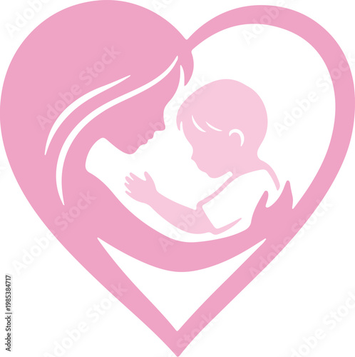 Mother and Child Heart Silhouette