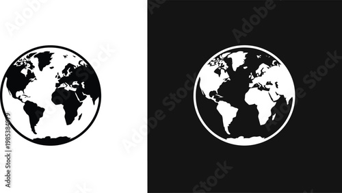 World map globes icons with illustration, geography vector illustration.
