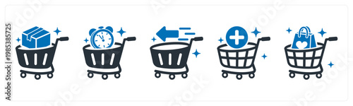 A set of 5 mix icons as bulk order, pre order, quick checkout