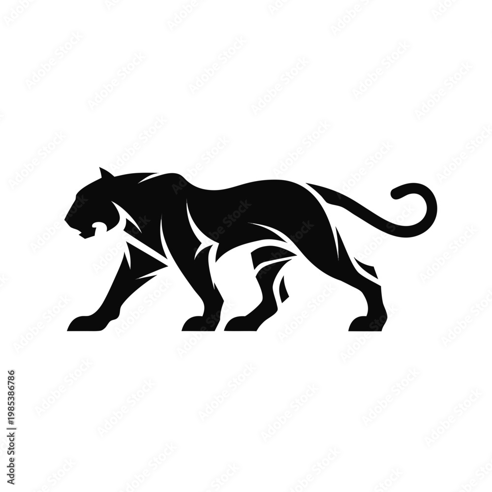 Fototapeta premium Black panther, wild animal, vector icon, silhouette, graphic design element