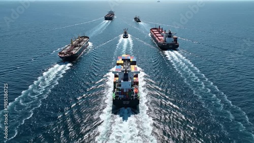 Container, fishing, Gasoline, cargo, andLNG boats on the ocean strait of hormuz