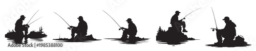fisherman fishing silhouette illustration