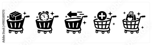 A set of 5 mix icons as bulk order, pre order, quick checkout