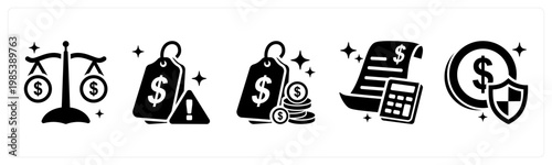 A set of 5 mix icons as order, limited stock, fast delivery