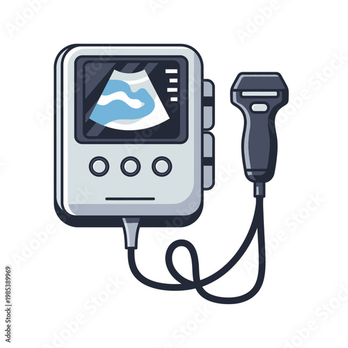 Medical Ultrasound Machine and Transducer Icon