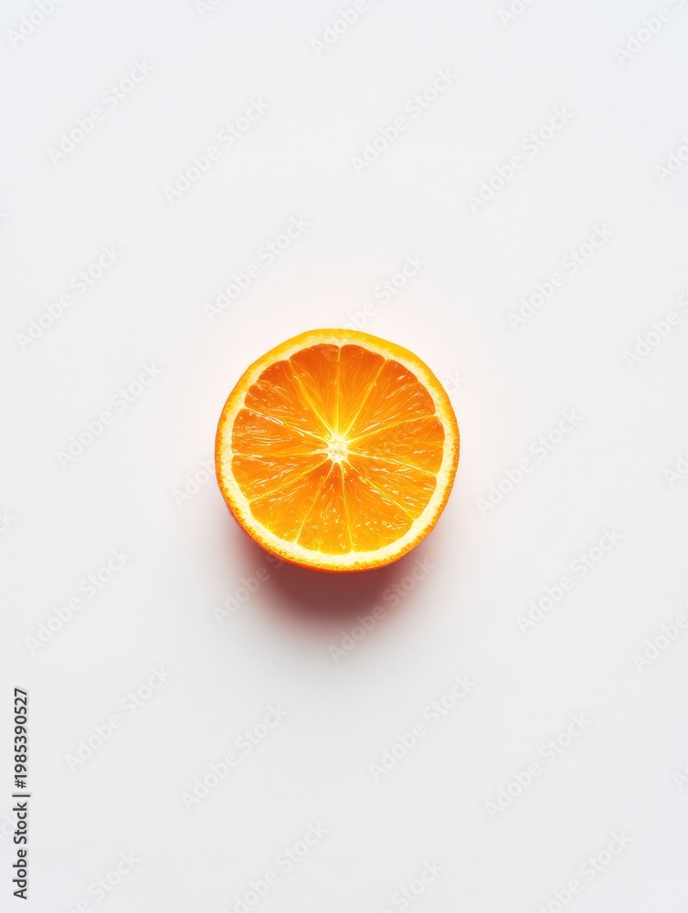 Fototapeta premium Vibrant Orange Slice on White Background - Freshness and Flavor in Every Bite