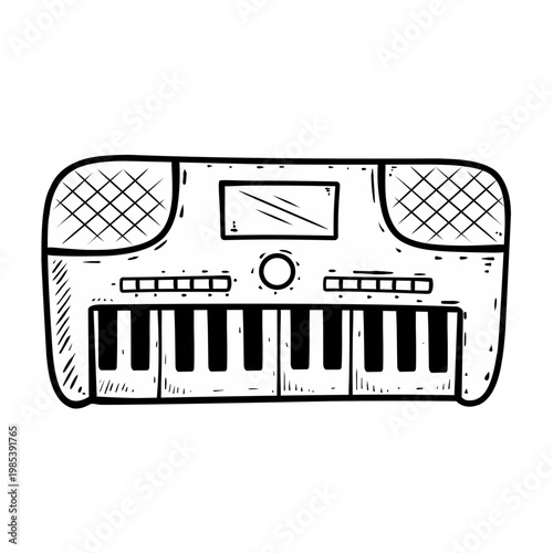 Sketch Illustration of cartoon keyboard