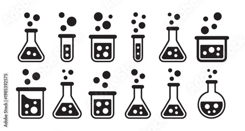 Education science icons for lab experiments and research