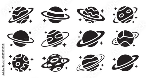 Minimal planet silhouettes for space themed designs