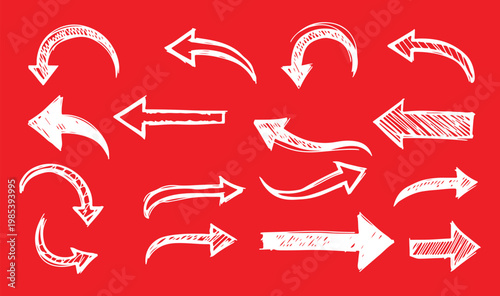 Collection hand drawn arrows. Set simple arrows isolated on white background. Arrow mark icons. Arrow paint