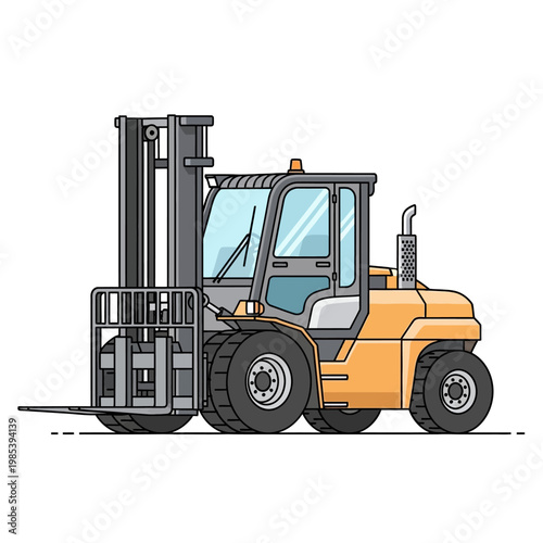 Yellow Forklift Truck Vector Illustration