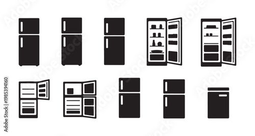Appliance set with fridge stove oven and microwave symbols