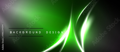 Abstract green background. Bright lines create dynamic visual effect. Modern design suitable for digital projects.