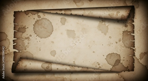 Vintage Parchment Scroll with Stains and Torn Edges - Old Paper Background