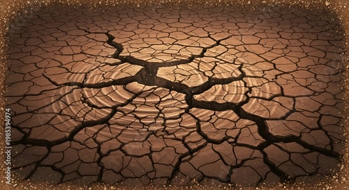 Cracked Earth Surface with Ripples - Drought and Water Scarcity Concept