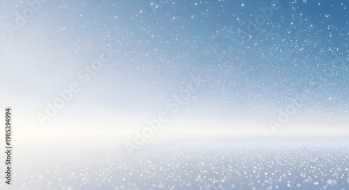 Winter Snowfall Abstract Background - Gentle Snowflakes Falling on White Horizon