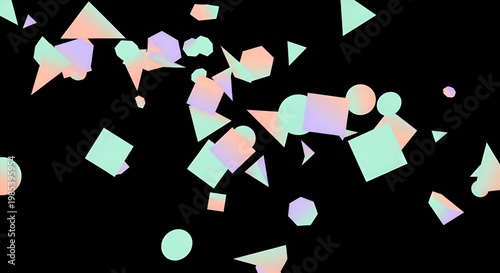 Abstract Geometric Shapes Falling, Holographic Confetti, Party Celebration Background