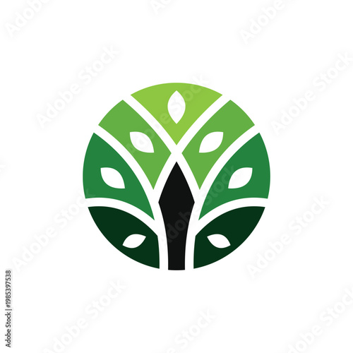 abstract circle leaf logo vector template illustration