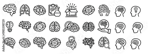 human brains icon set vector illustration