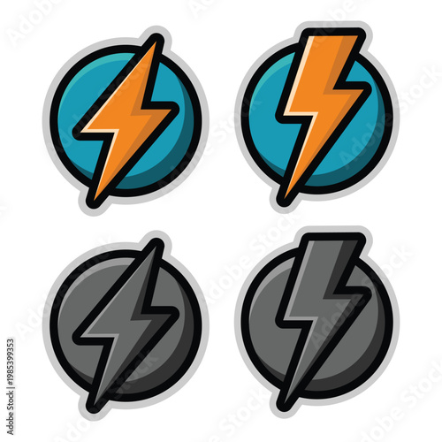 Flat style lightning bolt icon. Electric power symbol