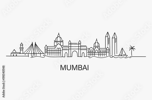 Flat Design one line without breaking the Mumbai city.