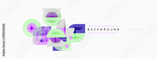 Abstract geometric shapes overlap, creating vibrant visual composition. Soft colors blend, forming modern design element.