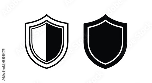 Two heraldic shields one light and one dark in silhouette