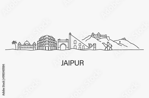 Flat Design one line without breaking the Jaipur city.