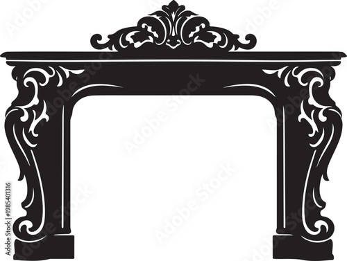 Illustration of ornate fireplace mantel design