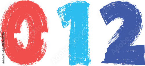 Colorful numbers zero one and two a vibrant and artistic representation