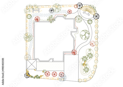 Top View Vector Icons of Trees and Plants for Floor Plan and Architectural Design Projects, Landscape Design, CAD	
