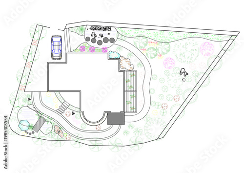 Top View Vector Icons of Trees and Plants for Floor Plan and Architectural Design Projects, Landscape Design, CAD	