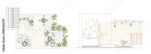 Top View Vector Icons of Trees and Plants for Floor Plan and Architectural Design Projects, Landscape Design, CAD	