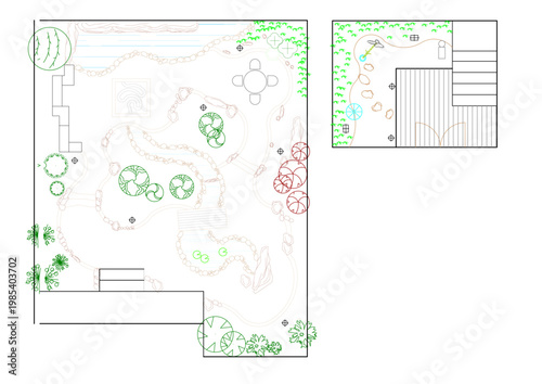Top View Vector Icons of Trees and Plants for Floor Plan and Architectural Design Projects, Landscape Design, CAD	
