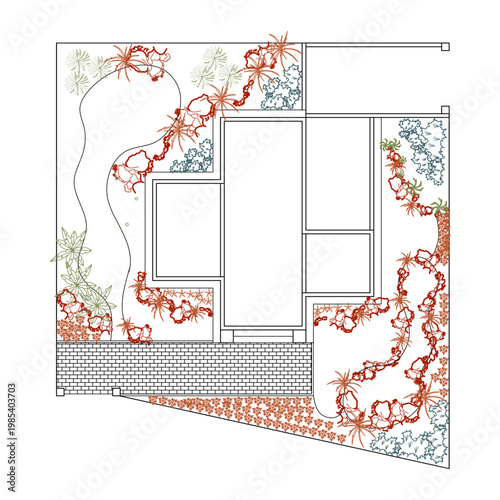 Top View Vector Icons of Trees and Plants for Floor Plan and Architectural Design Projects, Landscape Design, CAD	