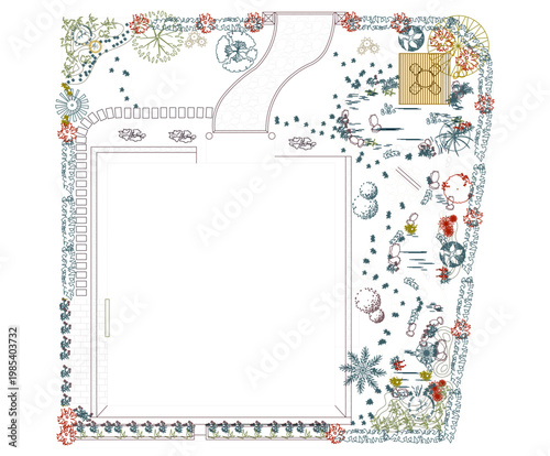 Top View Vector Icons of Trees and Plants for Floor Plan and Architectural Design Projects, Landscape Design, CAD	