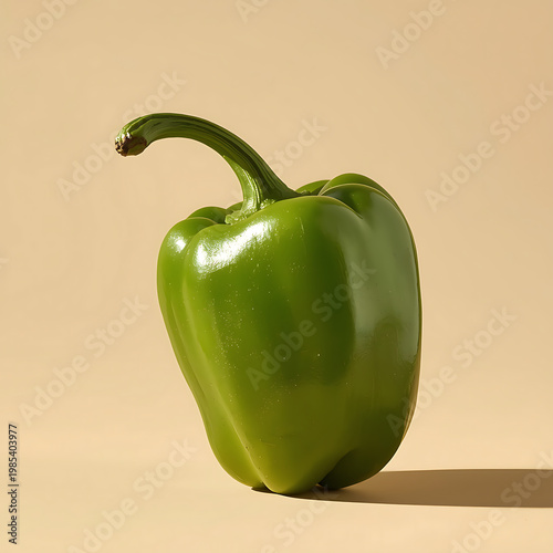 Green sweet bell pepper isolated .  clipping path.