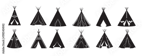  teepee silhouette white background 