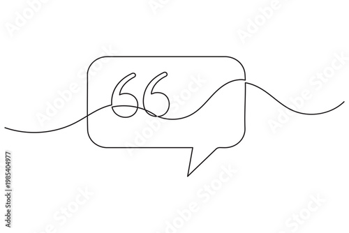Speech bubble quote one line art depicting a continuous line chat shape with editable stroke